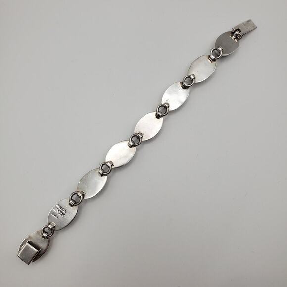 Vintage Taxco Mexico 925 Sterling Silver Multi Gemstone Bracelet 7 Inch 8 Gems - Picture 9 of 11